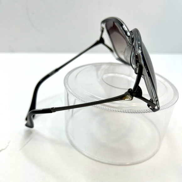 TAHARI 100% UV PROTECTION SUNGLASSES,  2 TONE FRAME, GREY&CLEAR W/CRYSTAL TEAR - Picture 4 of 10